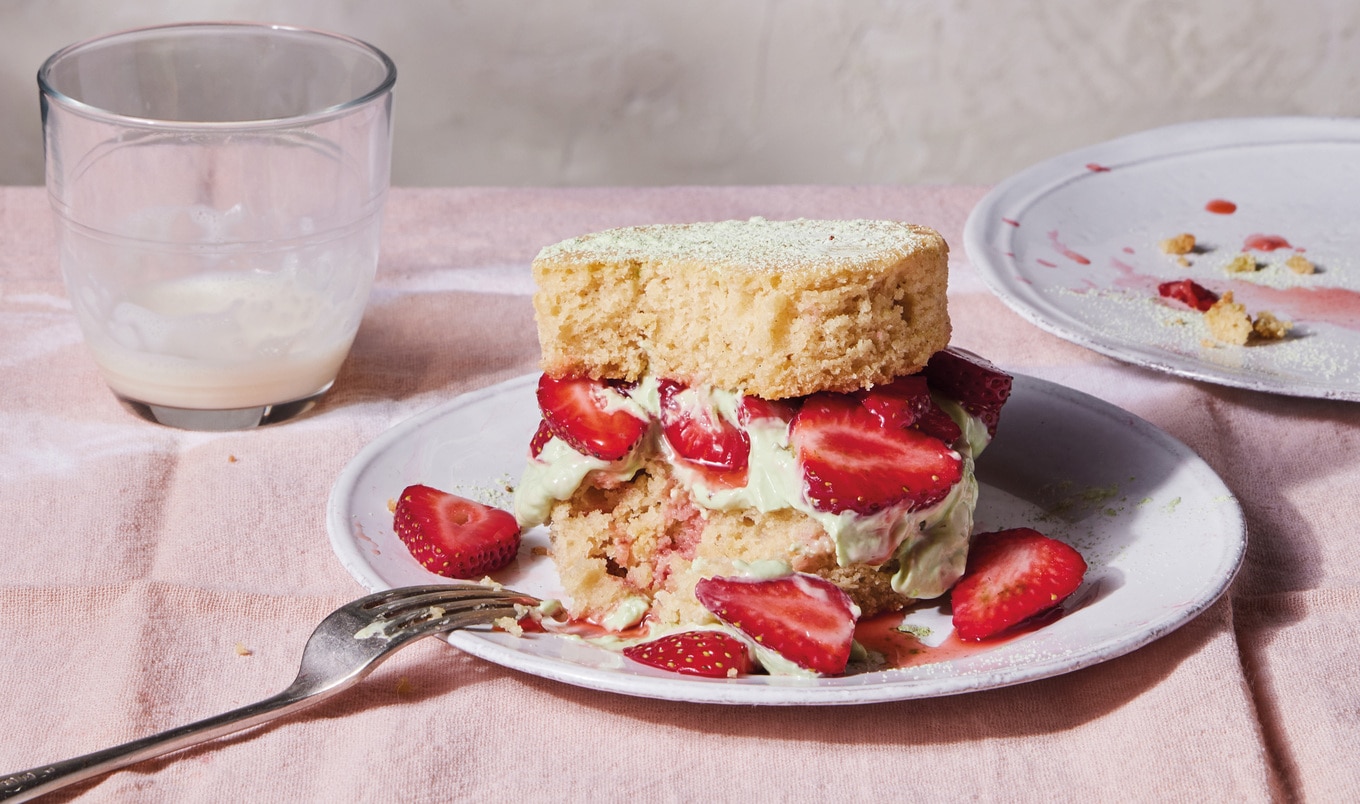 Strawberry Shortcakes With Coconut Matcha Whipped Cream