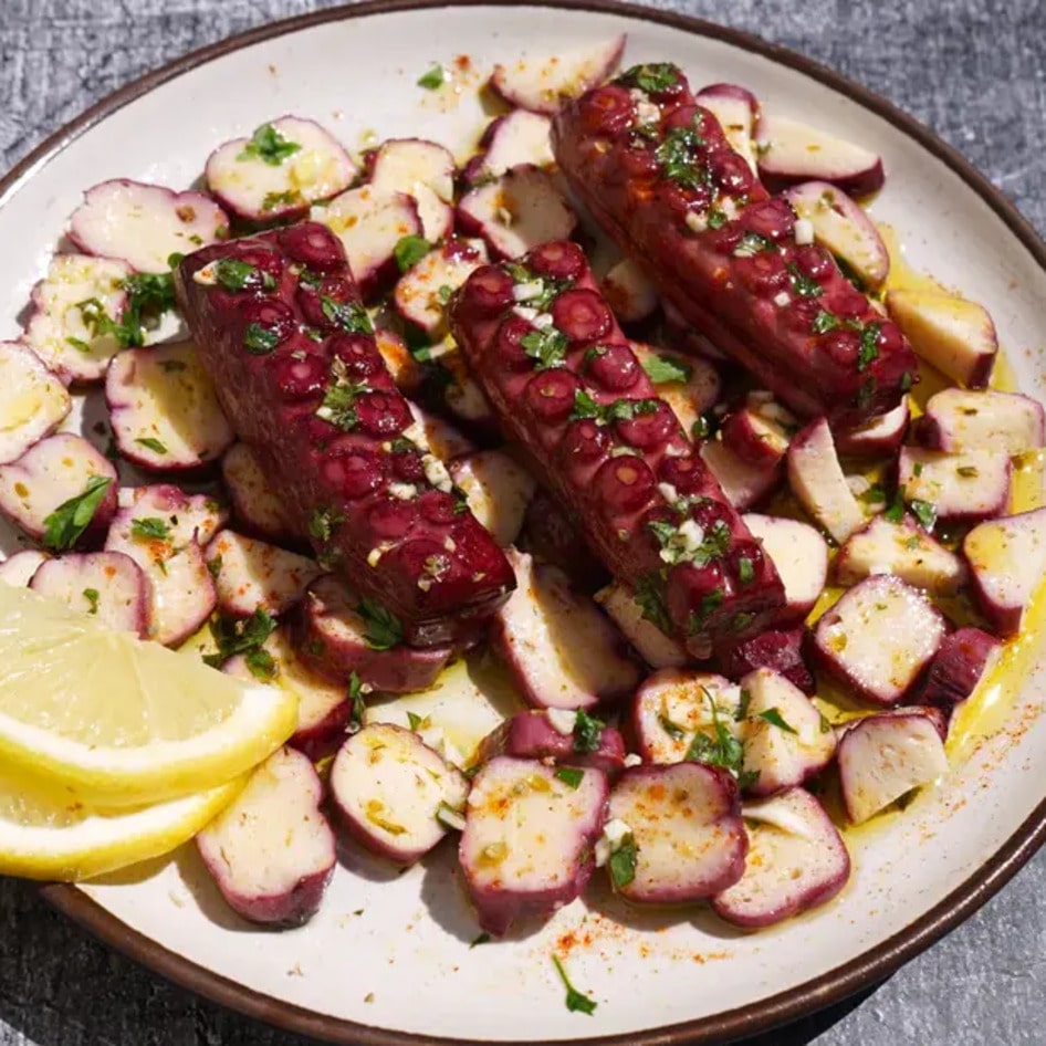 Food News of the Week: Vegan Octopus Returns, Beyond's Whole-Cut Steak, and Meatless Hot Dogs Come to This Chain
