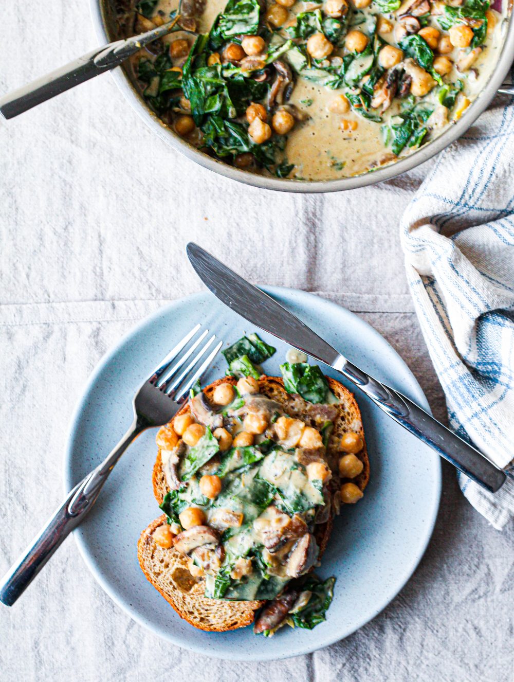  Cozy Beans, Greens, Mushrooms, and Miso Gravy on Toast 
