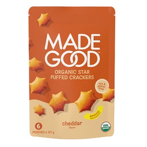 MadeGood Cheddar Star Puffed Crackers