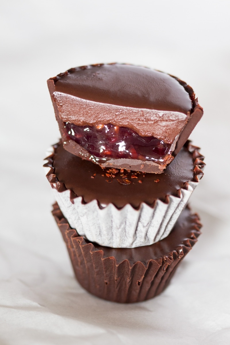 Vegan chilli chocolate raspberry cups