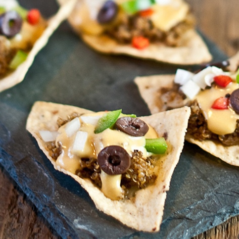Cheesy Vegan Nachos with Quinoa Chili