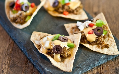 Cheesy Vegan Nachos with Quinoa Chili