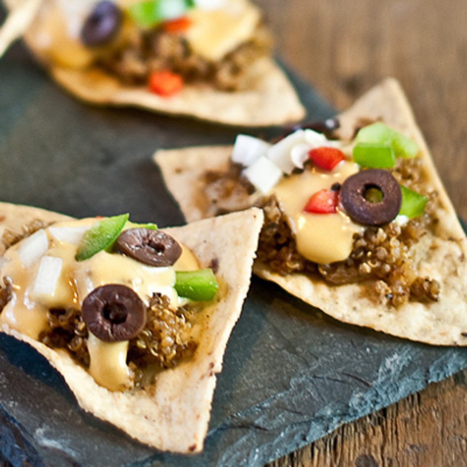 Cheesy Vegan Nachos with Quinoa Chili