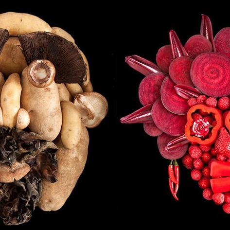 Sculptor Forms "Fresh Faces" from Fruits and Veggies