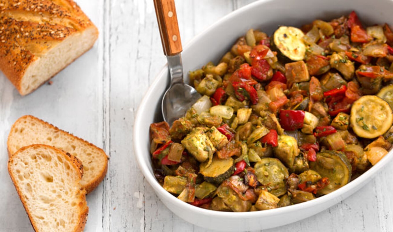 Roasted Ratatouille With Basil Pistou