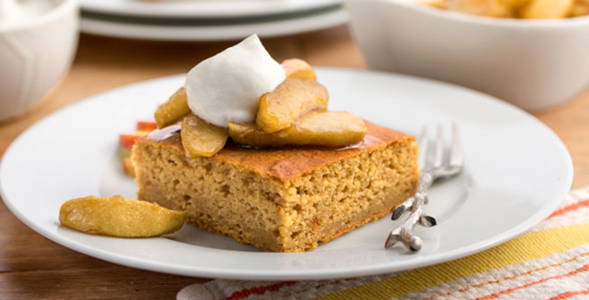 Spiced Vegan Apple Cake With Maple Topping and Whipped Cream