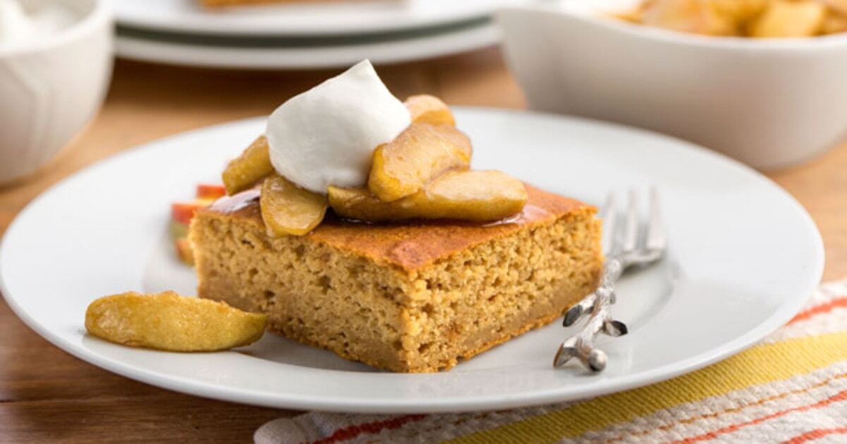 Spiced Vegan Apple Cake With Maple Topping and Whipped Cream | VegNews