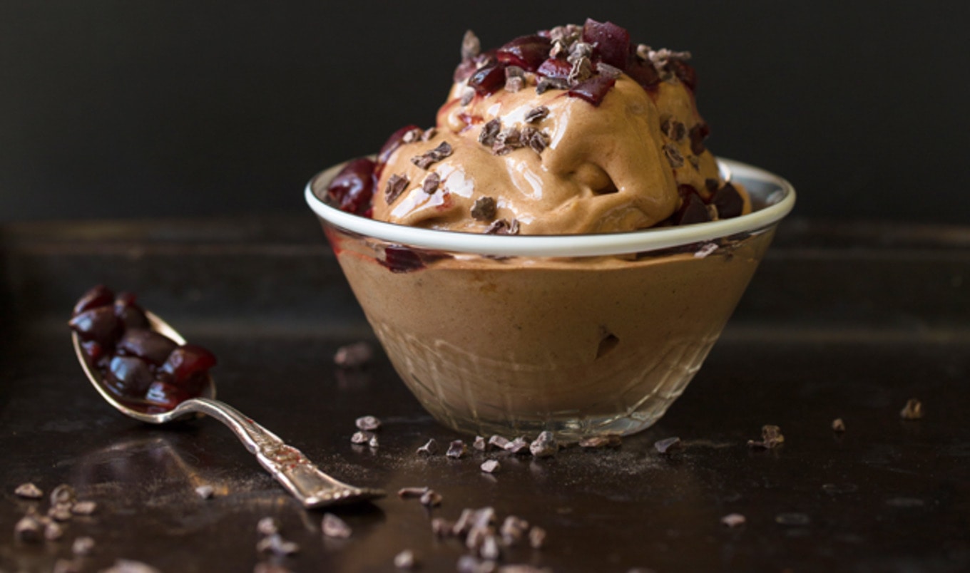 Vegan Double-Chocolate Cherry Chunk Ice Cream