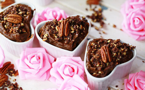 Thick & Creamy Vegan Chocolate Mousse with Chocolate Pecan Crumble