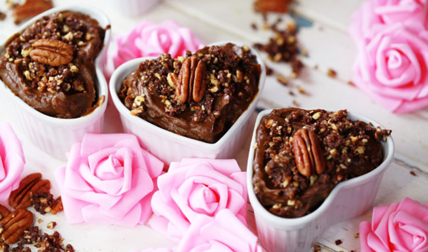 Thick and Creamy Raw Chocolate Mousse With Chocolate Pecan Crumble