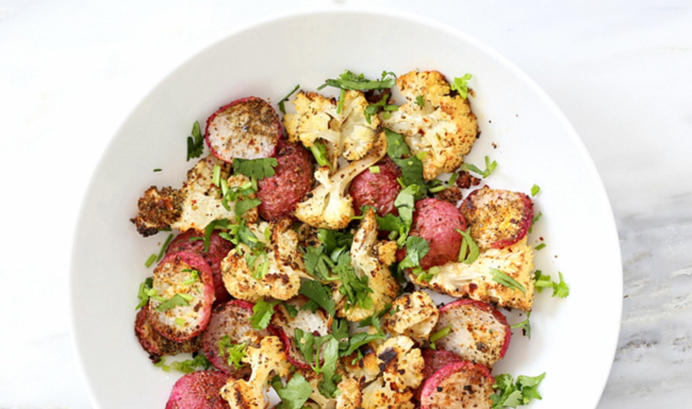 Zesty Roasted Cauliflower With Safflower and Radishes 