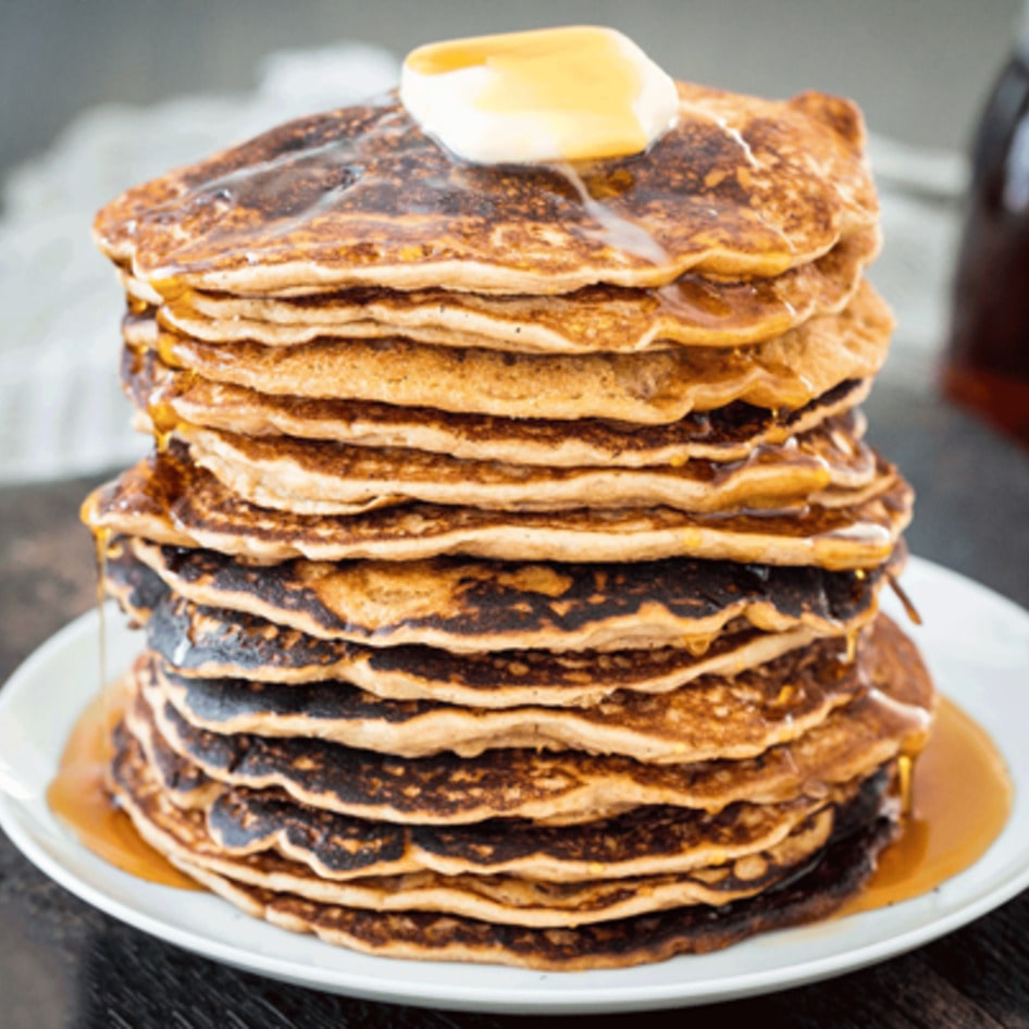 Easy Vegan Maple Peanut Butter Pancakes