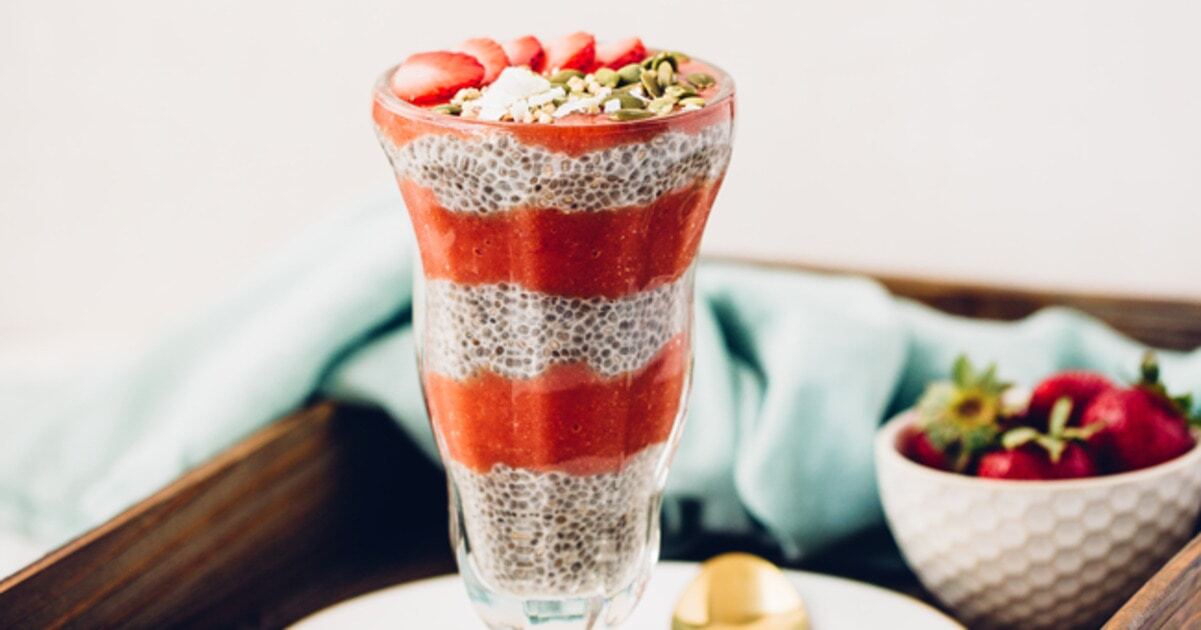 Sweet, Creamy Strawberry Mango Chia Pudding | VegNews