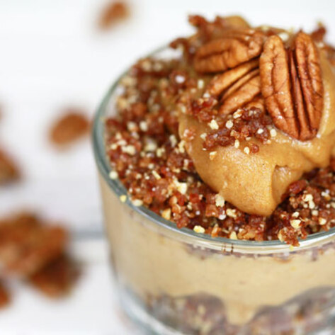Peach Cobbler Parfait with Whipped Caramel Sauce