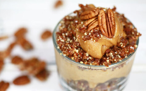 Peach Cobbler Parfait with Whipped Caramel Sauce