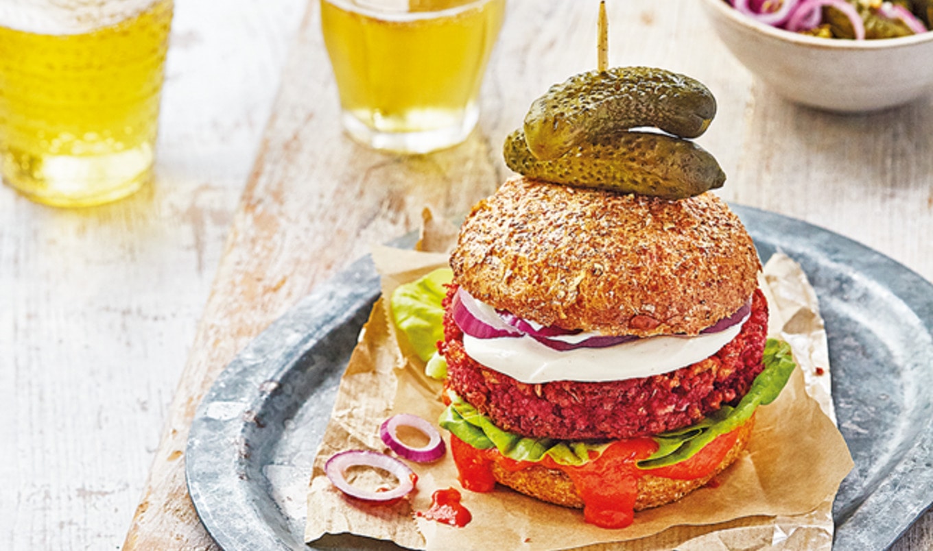 Charred Mediterranean Vegan Falafel Burger