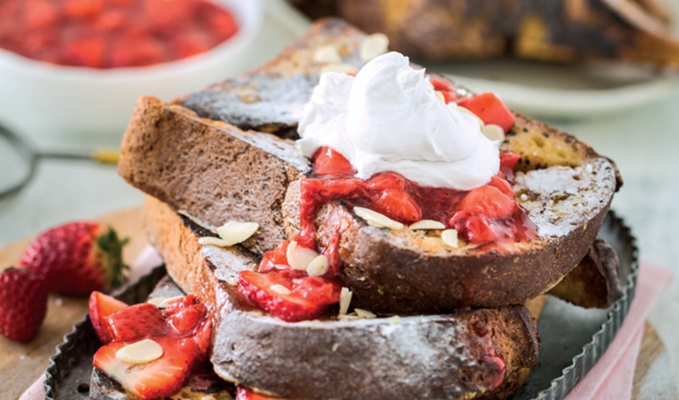 Strawberry Vanilla French Toast With Whipped Cream