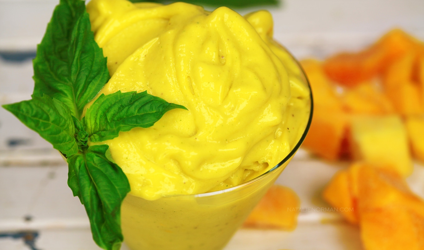 Dairy-Free Mango Basil Sorbet